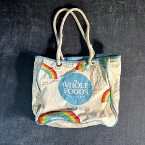 Rare Tag Aloha Co Whole Foods Market Hawaii Rainbow print Tote Bag Kailua Rope